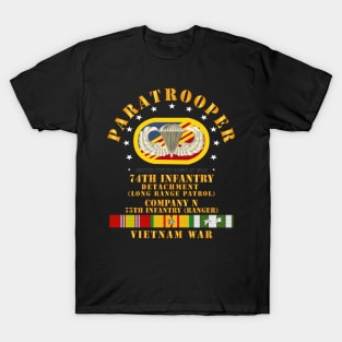 74th Inf Det - N Co 75th Inf Ranger Oval w Paratrooper w VN SVC T-Shirt